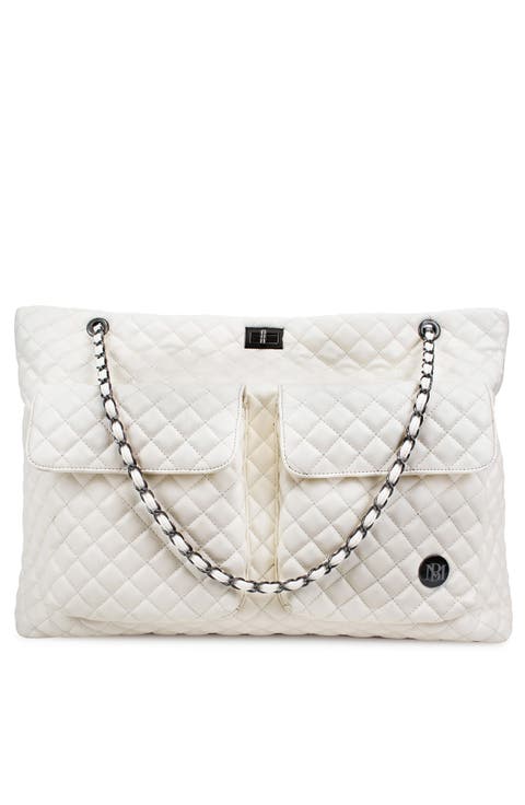 Diana XL Quilted Vegan Leather Travel Weekender Duffel Bag