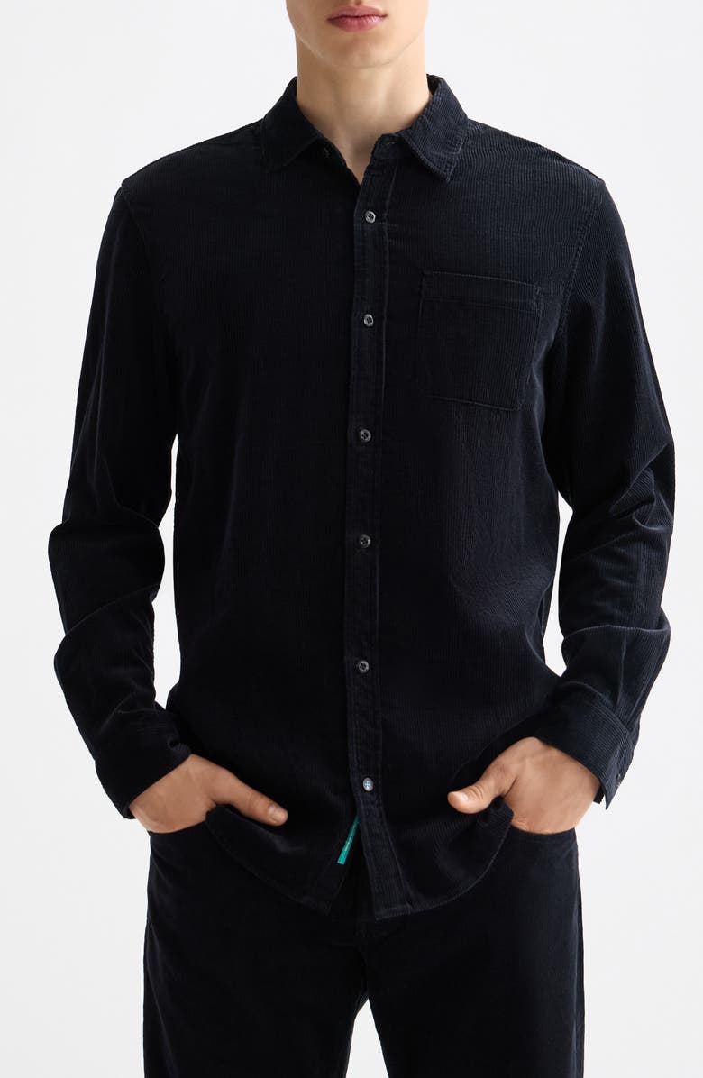 Scotch & Soda Regular Fit Cotton Corduroy Button-Up Shirt, Main, color, Meteorite