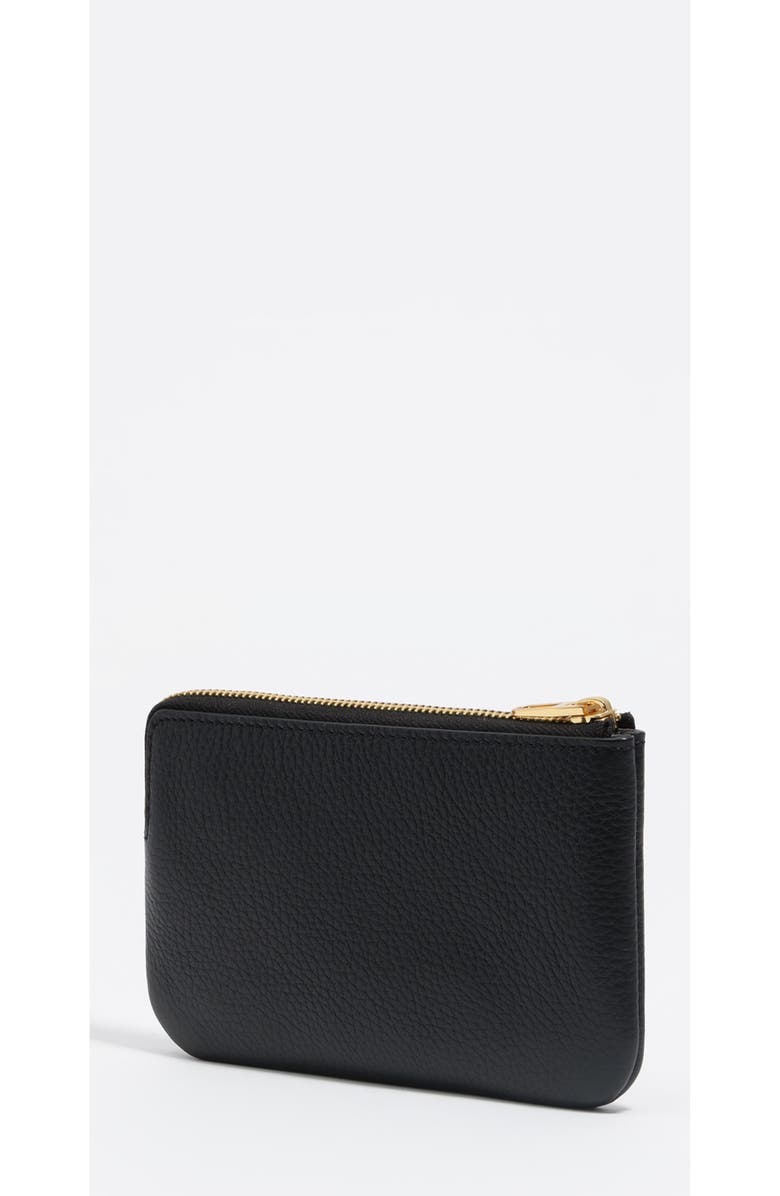 Bimba y Lola Small Rigid Leather Coin Purse, Alternate, color, Black