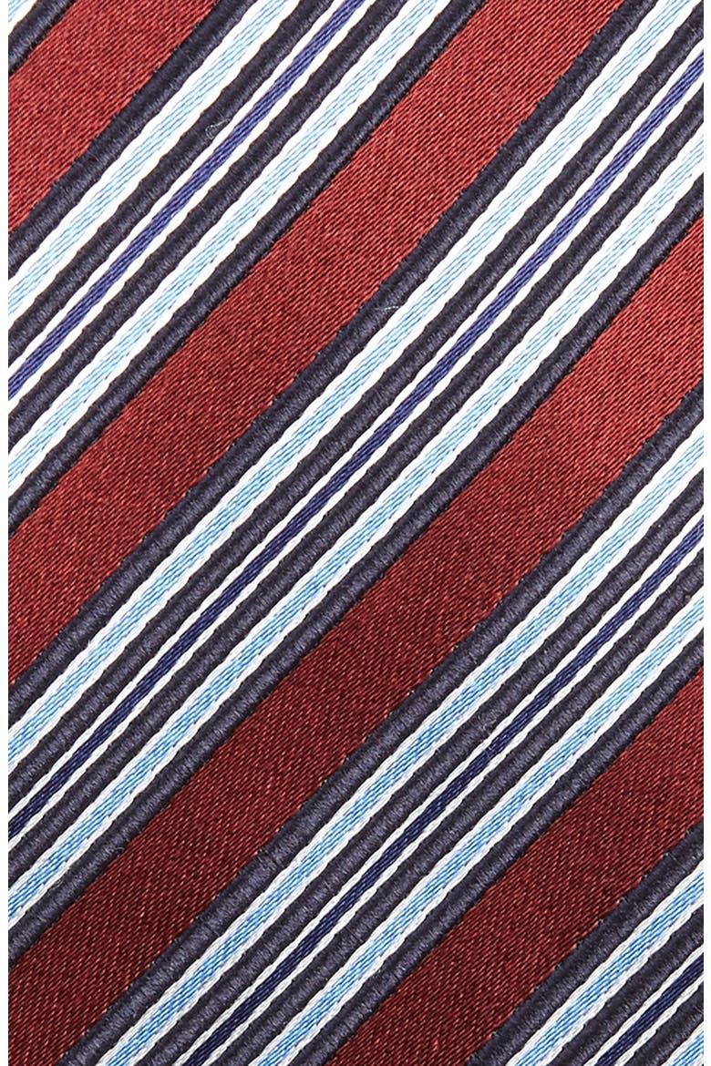 Ermenegildo Zegna Stripe Silk Tie, Alternate, color, DARK RED STRIPE