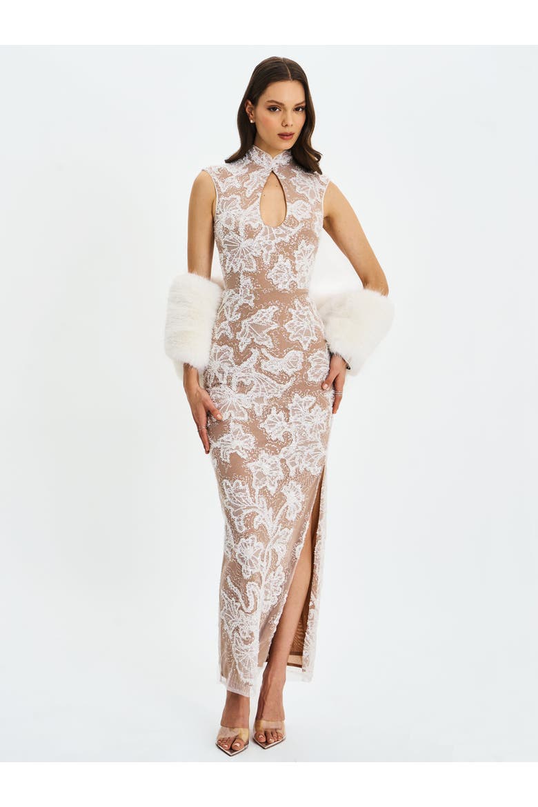 Jazmin Faux Fur Scarf Wrap Stole, Alternate, color, White