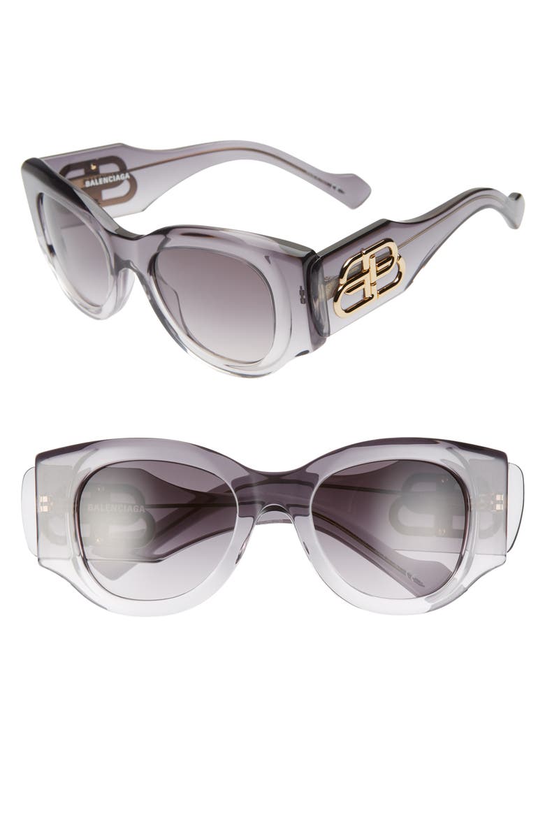50mm Cat Eye Sunglasses, Main, color, SHINY DEGRADE GREY/ GREY