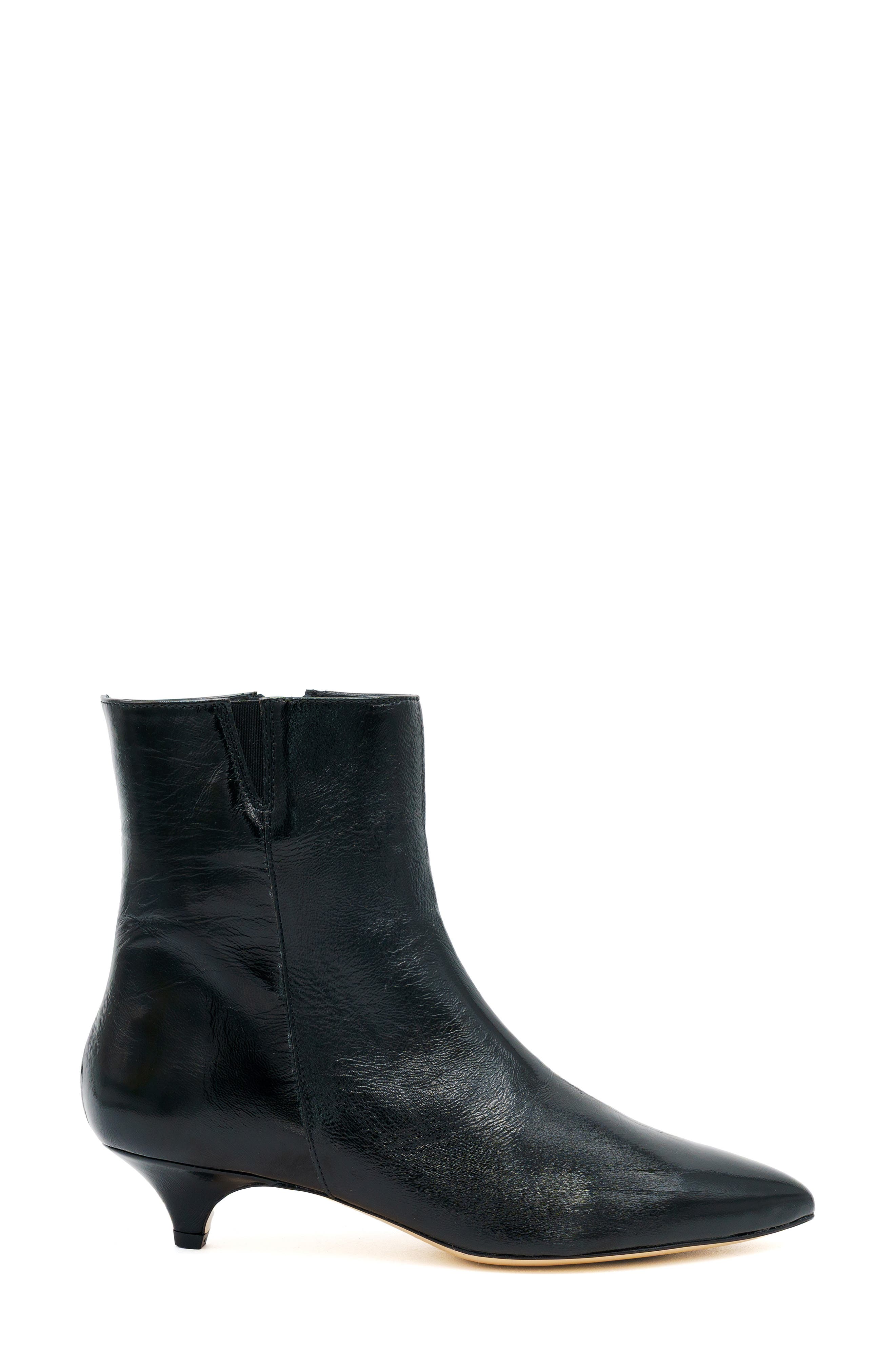 Amaretto Pointed Toe Leather Bootie, Alternate, color, BLACK