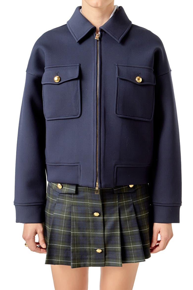 Twill Bomber Jacket, Alternate, color, NAVY