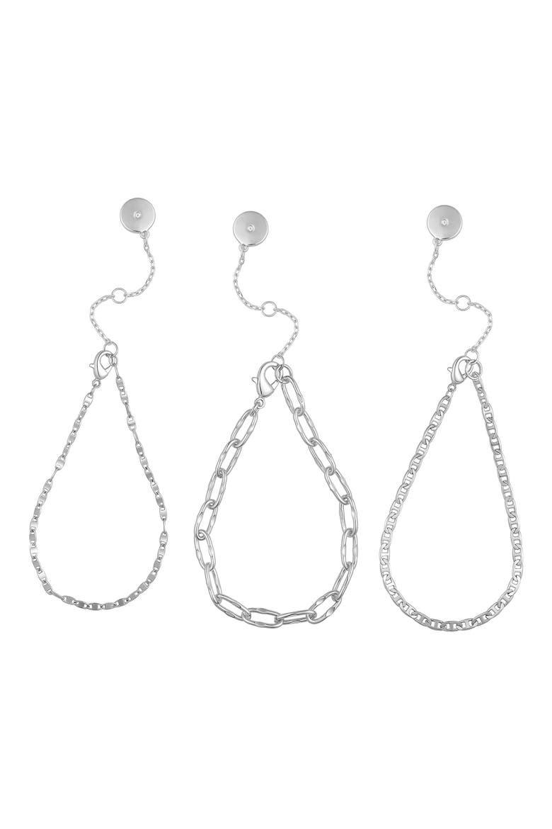 Set of 3 Chain Bracelets, Alternate, color, SILVER TONE