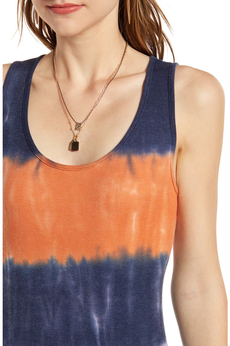 Sleeveless Dip Dye Tank Dress, Alternate, color, ORANGE- NAVY COMBO
