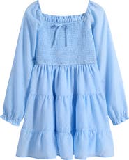 Ava & Yelly Kids' Smocked Long Sleeve Dress