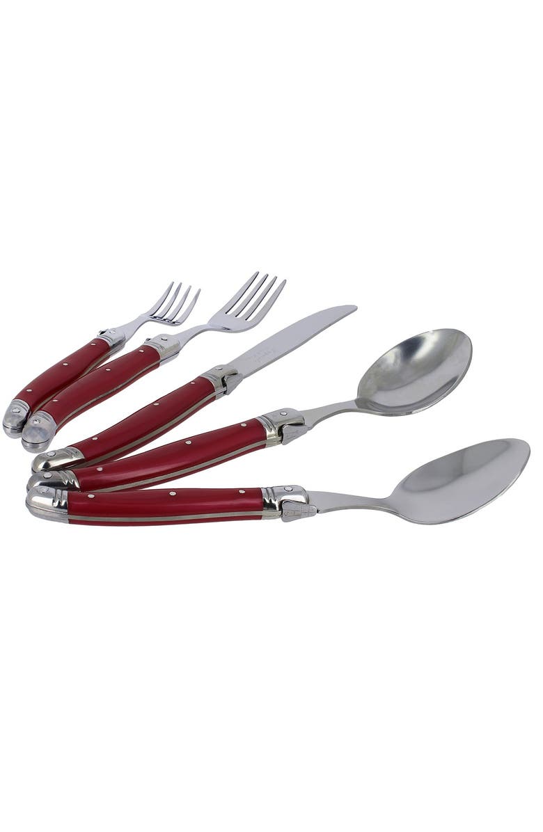 FRENCH HOME Laguiole 20-Piece Stainless Steel Flatware Set - Pearlized Raspberry, Alternate, color, 