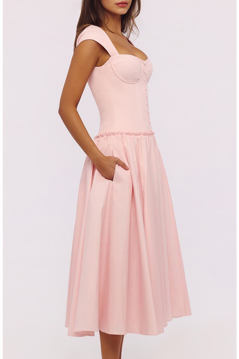 Kaia Cap Sleeve Fit & Flare Midi Dress, Alternate, color, PINK