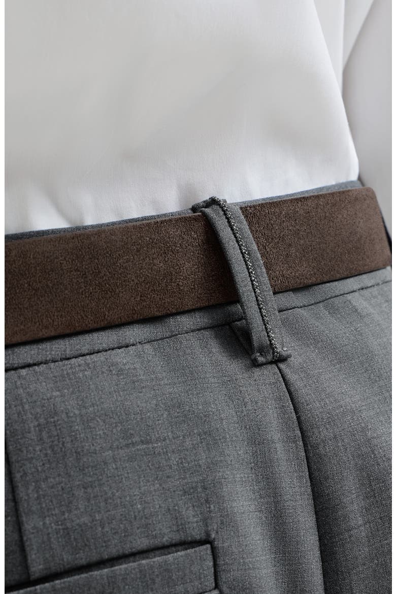 Tropical luxury wool tailored trousers with monili, Alternate, color, Dark Grey