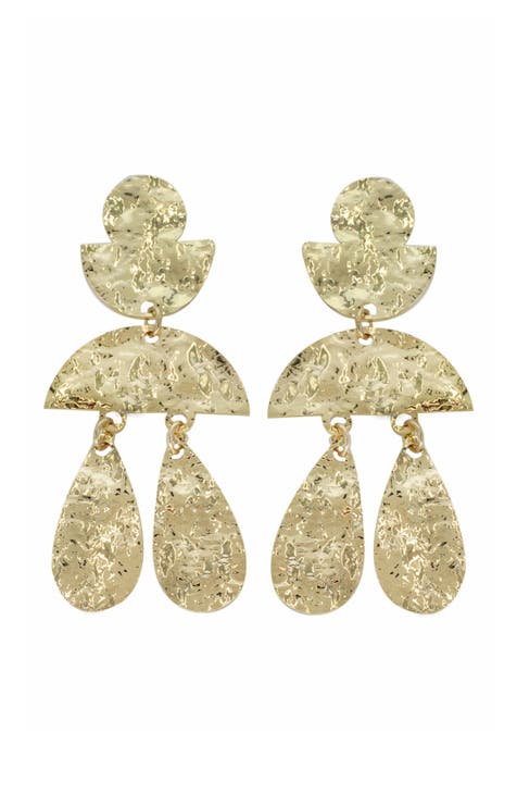 Hammered Art Deco Drop Earrings