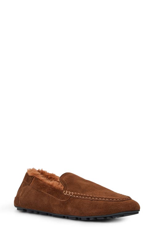 Aquatalia Qalista Weatherproof Faux Shearling Lined Driving Shoe In Brown