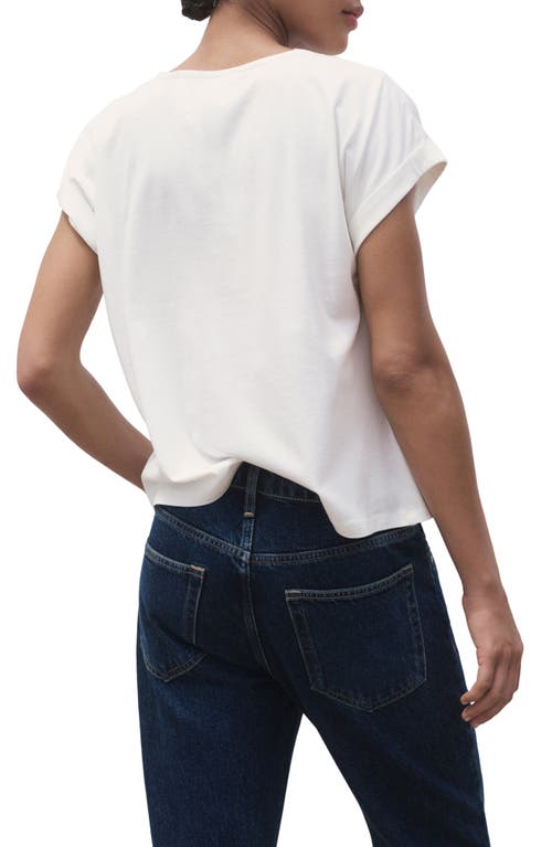 Mango Openwork Cotton T-shirt In White