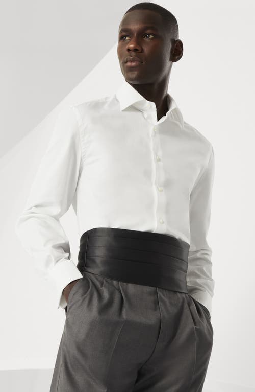 Brunello Cucinelli Spread-collar Long-sleeve Shirt In White