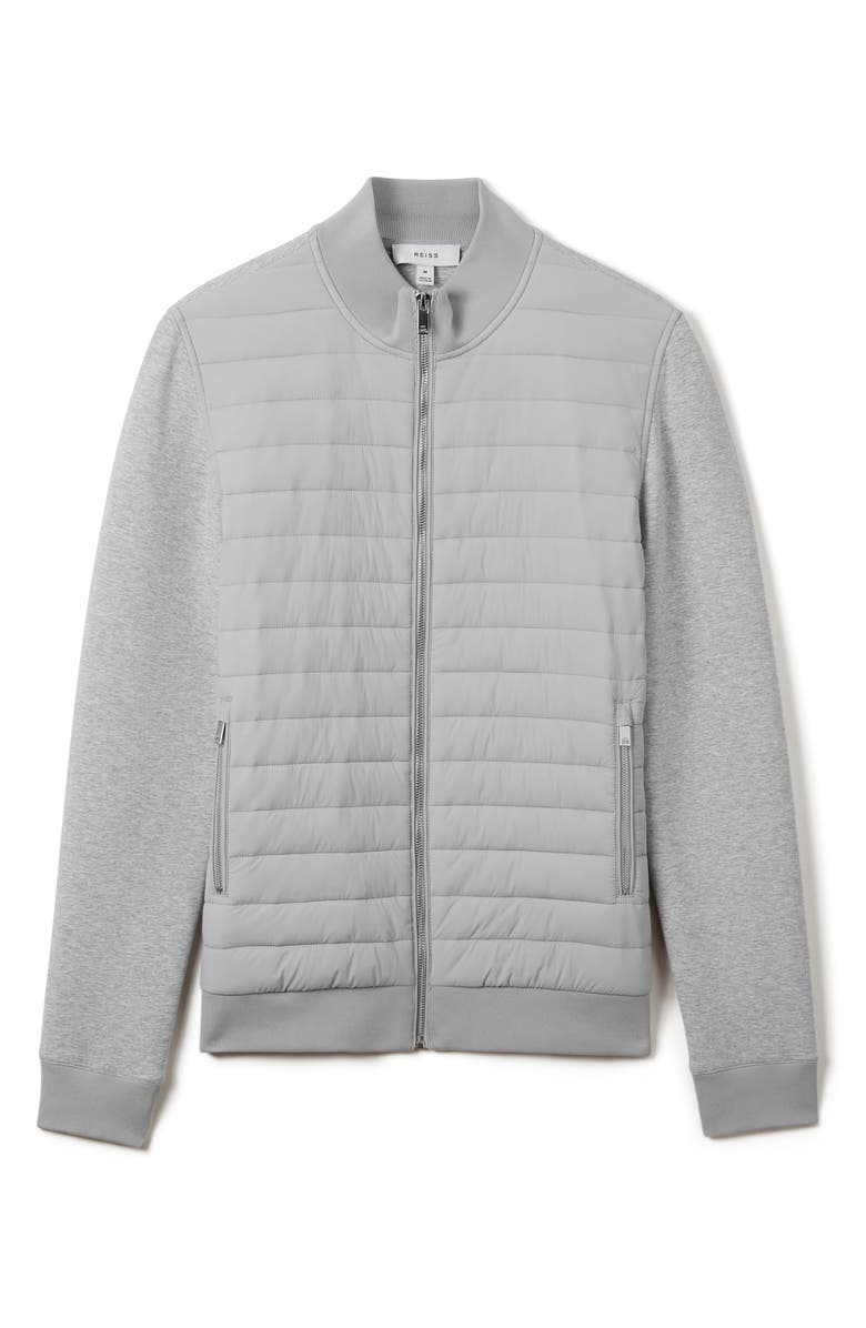 Reiss Freddie Quilted Knit Jacket, Alternate, color, Soft Grey Melange