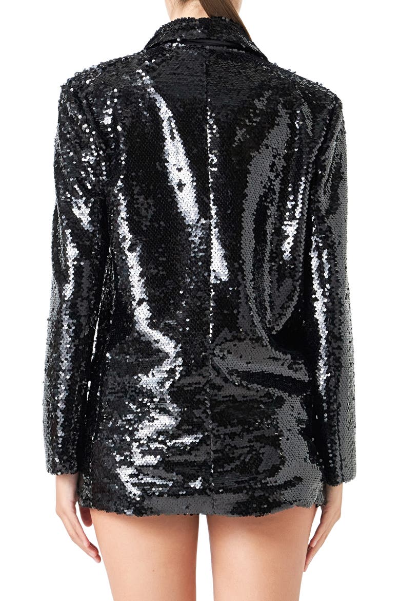Oversize Sequin Blazer, Alternate, color, BLACK
