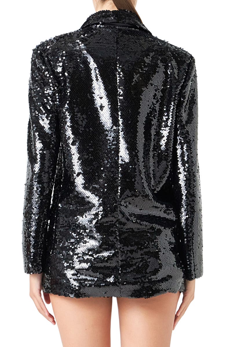 Endless Rose Oversize Sequin Blazer, Alternate, color, Black