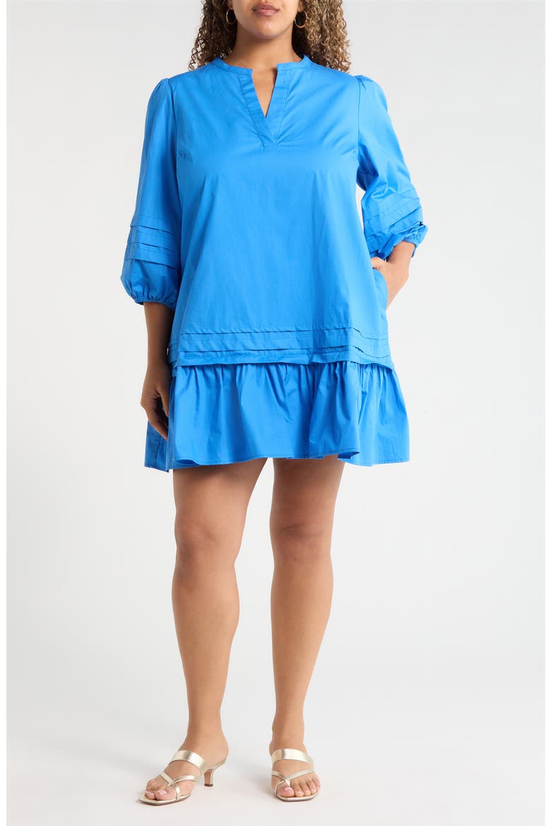 Velma Ruffle Cotton Shift Dress, Main, color, COBALT