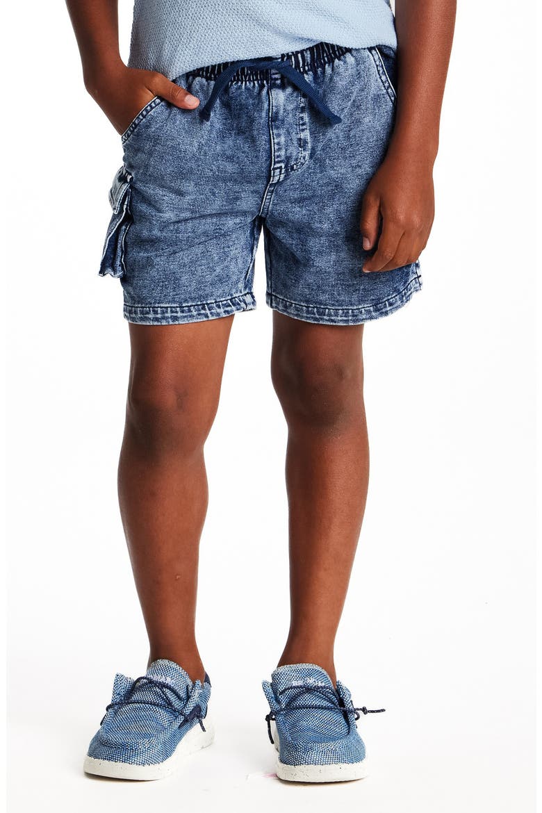 Kids' Drawstring Knit Denim Shorts, Alternate, color, NAVY