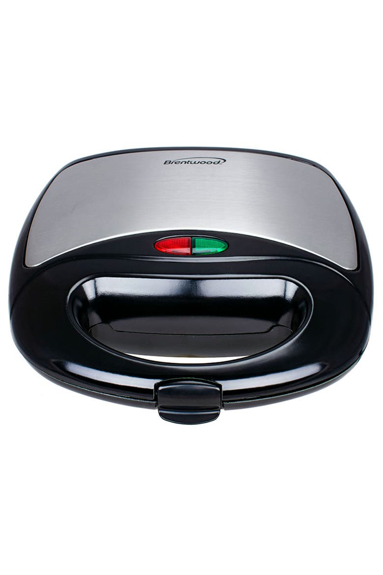 Non Stick Dual Sandwich Maker in Black and Silver, Alternate, color, Black