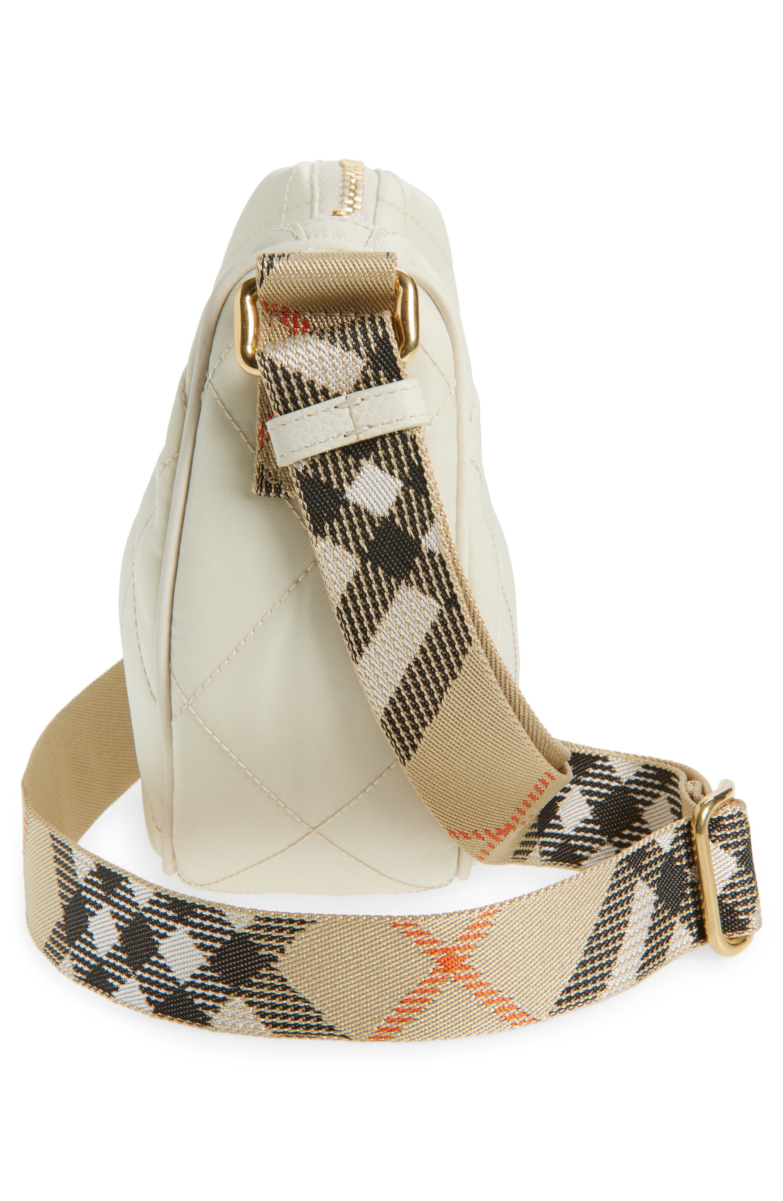 Burberry Horseshoe Quilted Nylon Crossbody Bag, Alternate, color, Soap