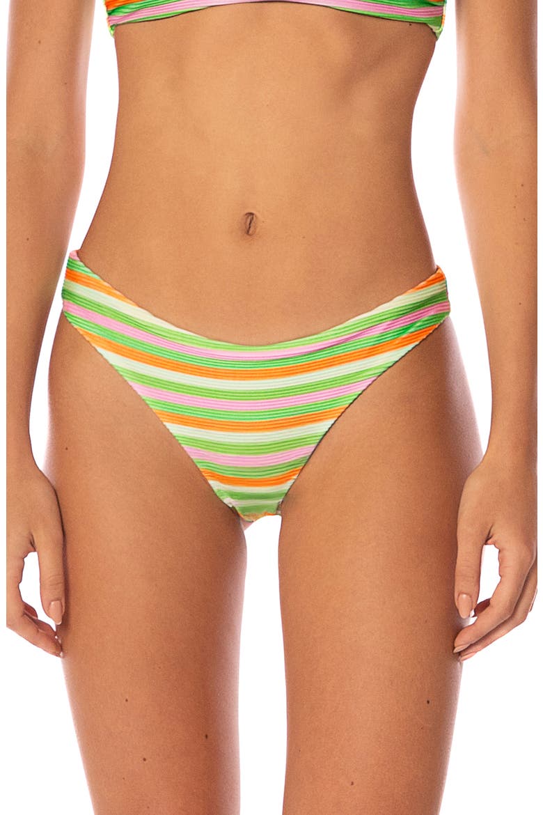 Rainbow Stripe Iconic Reversible Bikini Bottoms, Main, color, GREEN