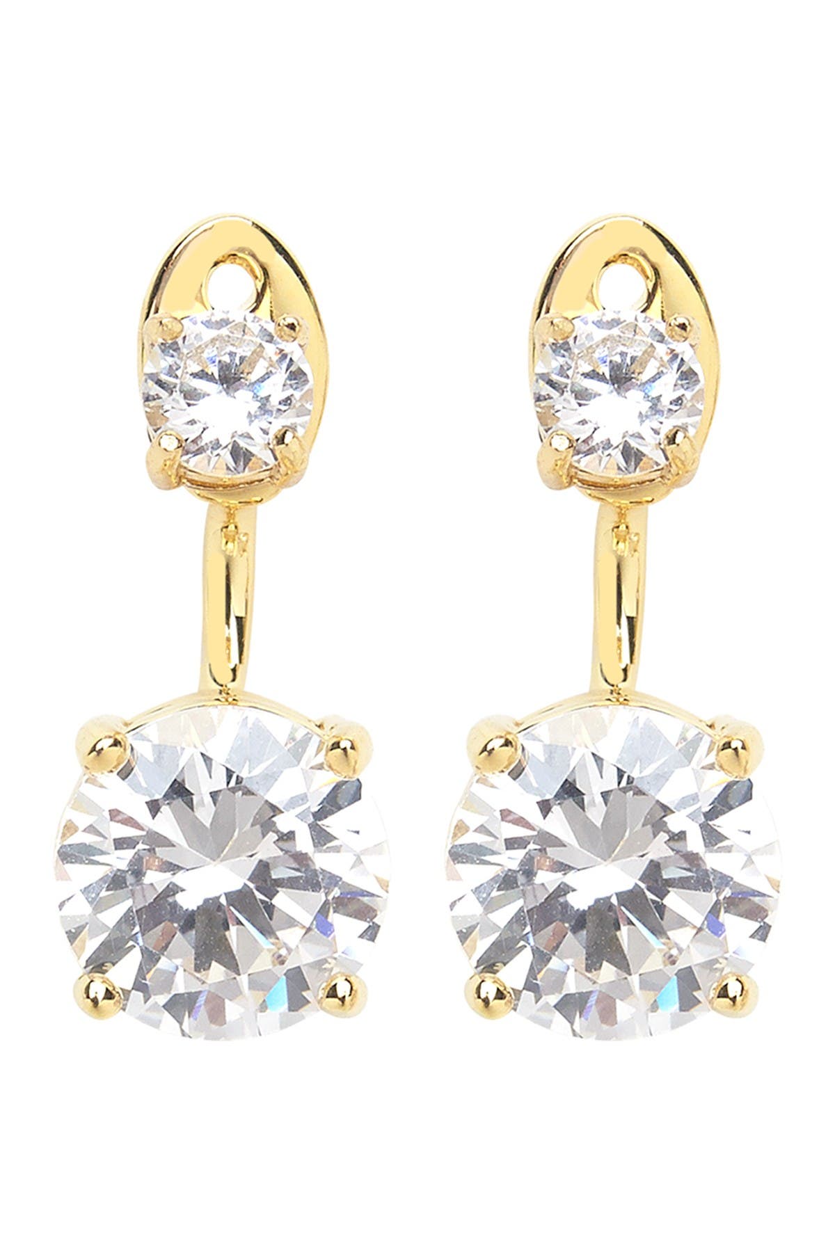 Sterling Forever Brilliant CZ Stud Jacket Earrings
