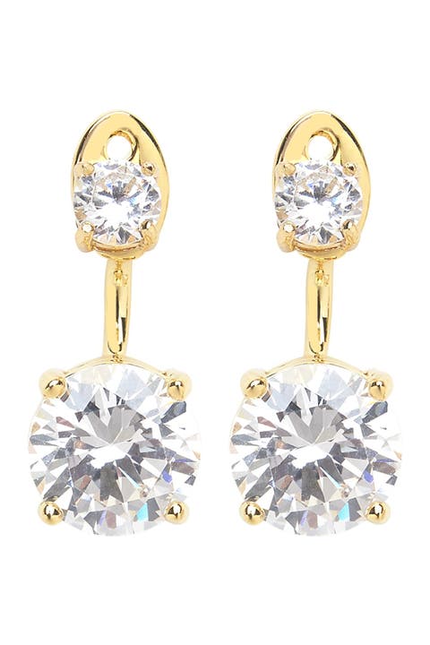 Brilliant CZ Stud Jacket Earrings