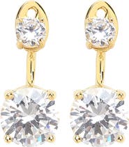 Sterling Forever Brilliant CZ Stud Jacket Earrings
