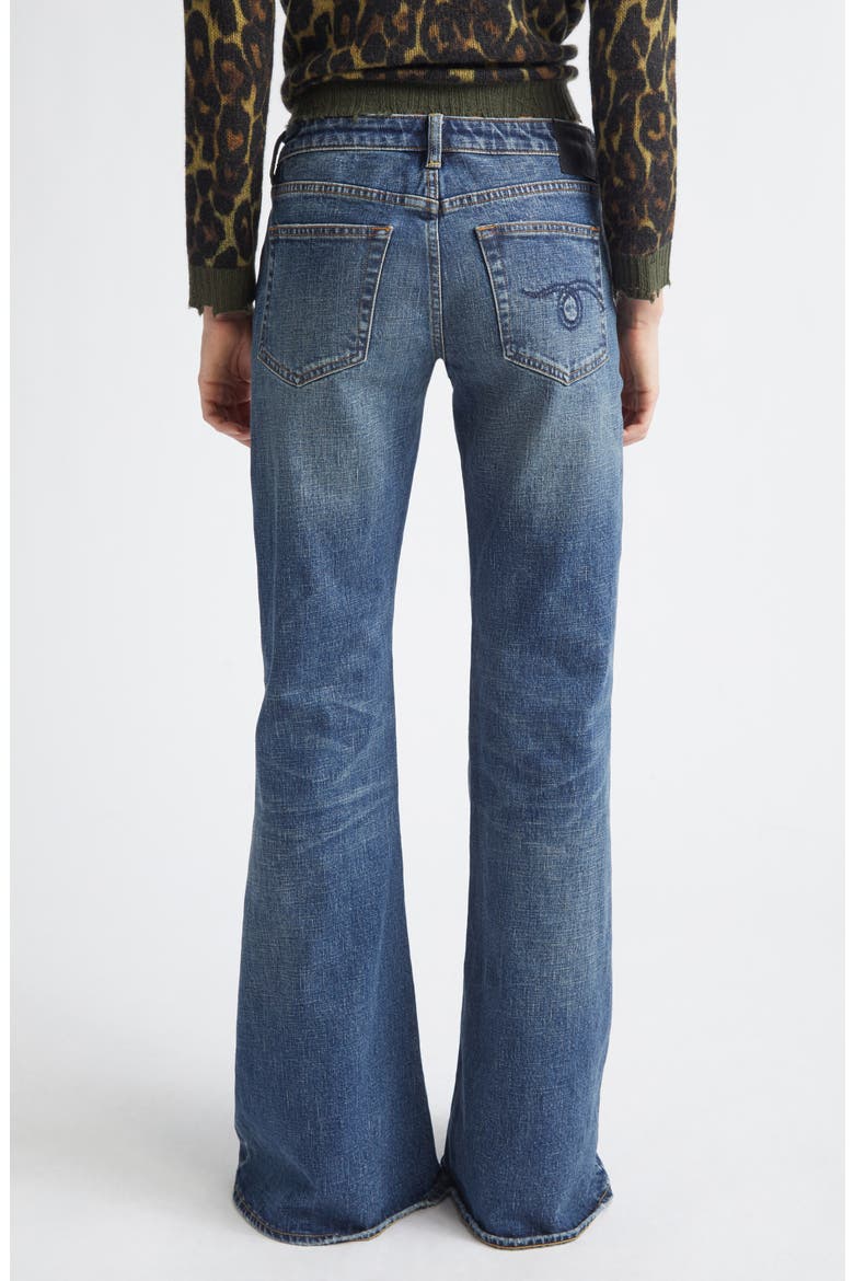 Overflow Boyfriend Flare Jeans, Alternate, color, MIRE BLUE STRETCH