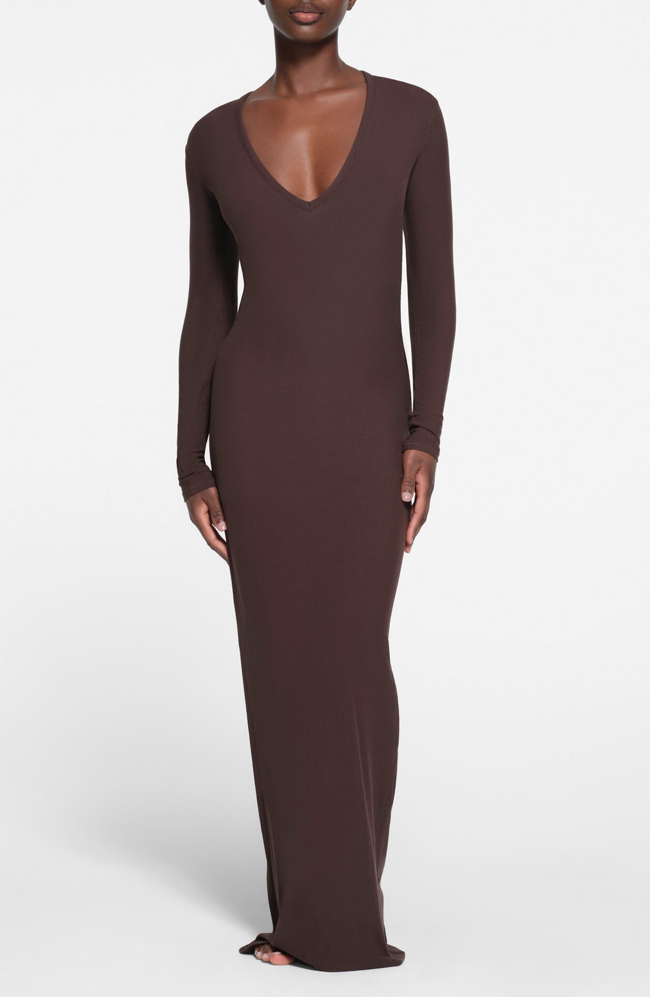 SKIMS Soft Lounge Long Sleeve V-Neck Dress
