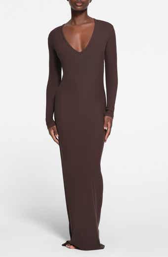 SKIMS Soft Lounge Long Sleeve V-Neck Dress
