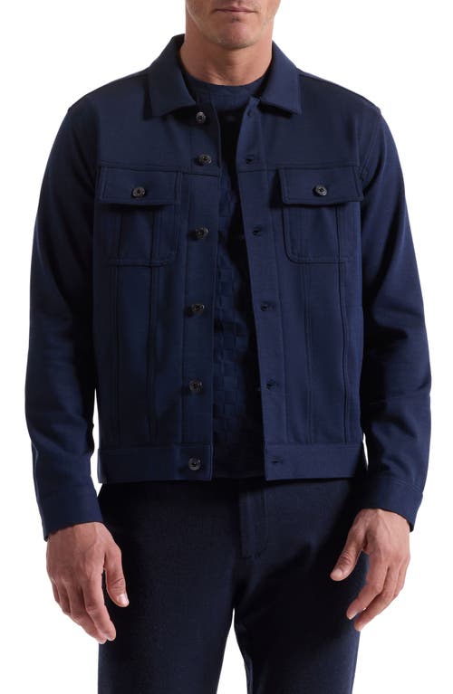 Bugatchi Knit Trucker Jacket In Blue