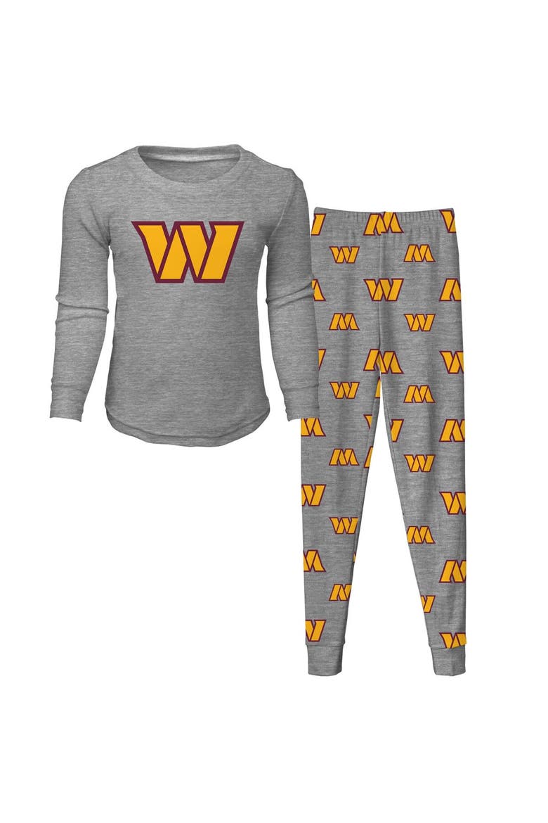 Preschool Heather Gray Washington Football Team Long Sleeve T-Shirt & Pants Sleep Set, Main, color, Heather Gray