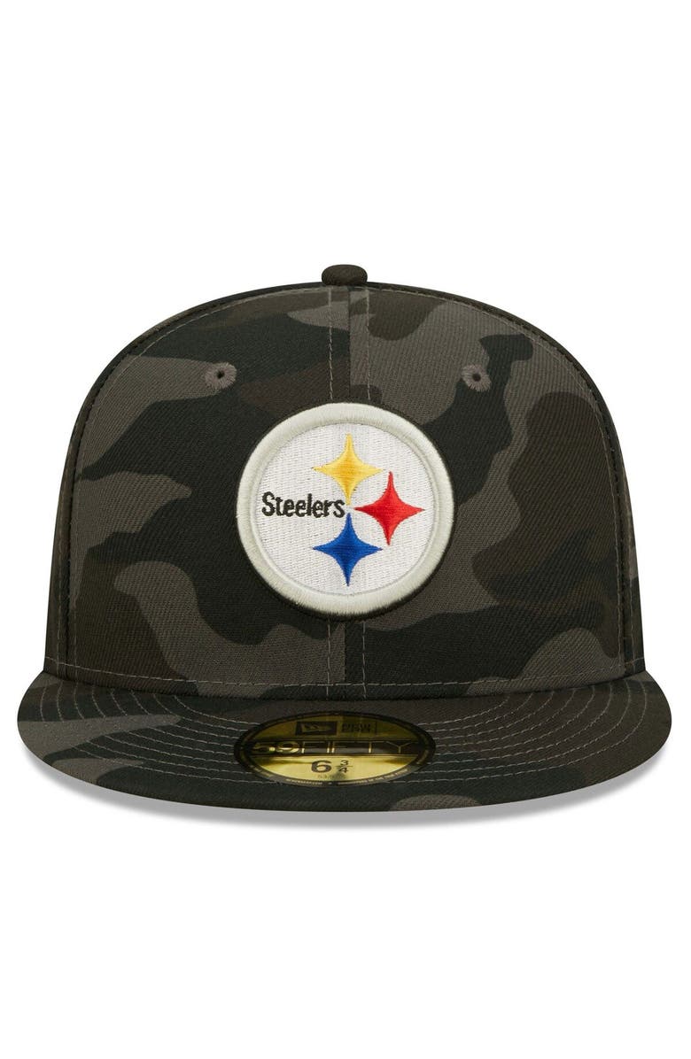 New Era Men's New Era Black Pittsburgh Steelers Camo 59FIFTY Fitted Hat, Alternate, color,