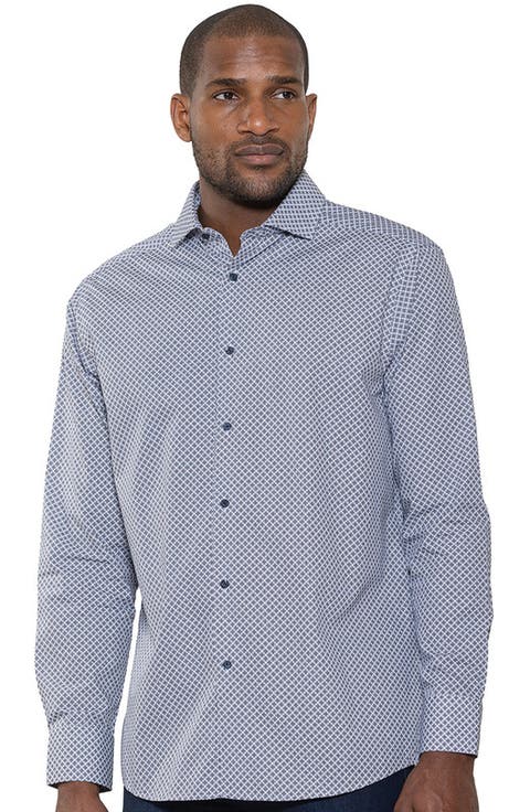 Theodor Floral Geometric Print Long Sleeve Woven Shirt