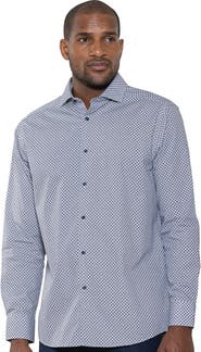Luchiano Visconti Theodor Floral Geometric Print Long Sleeve Woven Shirt