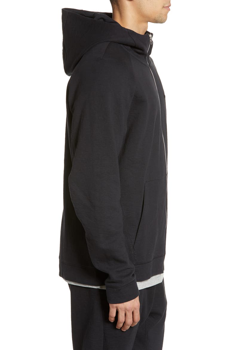 Tech Wash Full Zip Hoodie, Alternate, color, BLACK