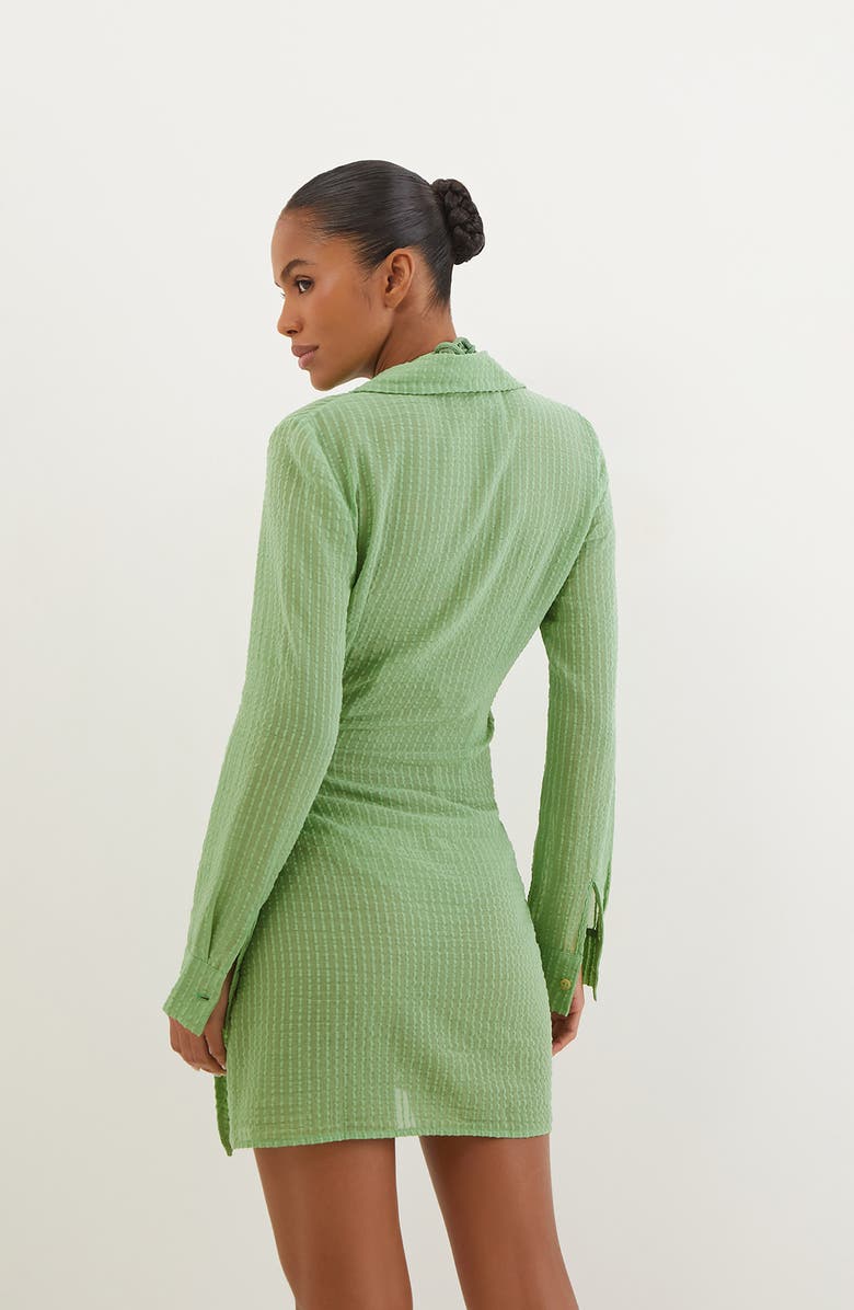 ViX Paula Hermanny Lia Long Sleeve Wrap Front Cover-Up Dress, Alternate, color, Green