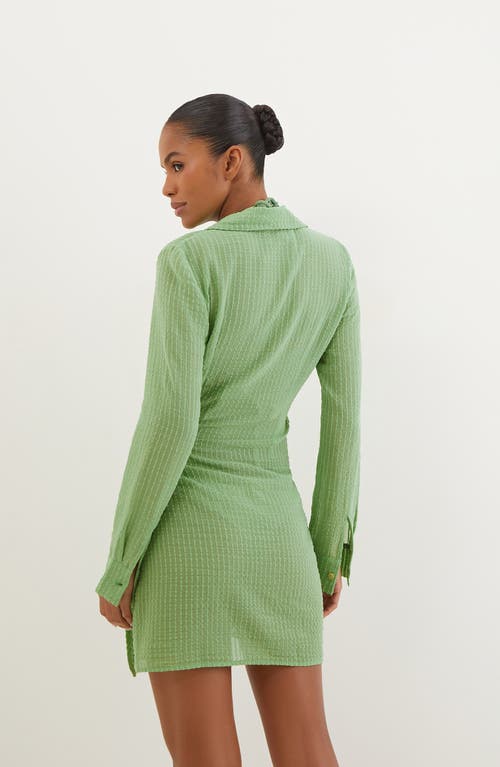Vix Paula Hermanny Lia Long Sleeve Wrap Front Cover-up Dress In Green