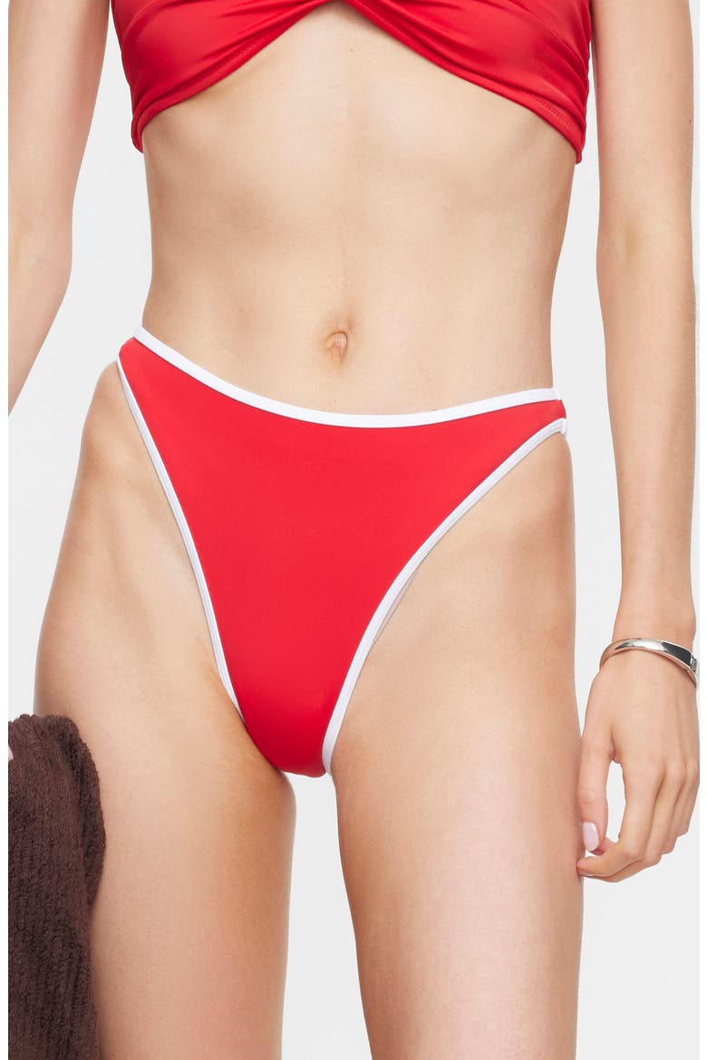 Bella Cheeky Bikini Bottoms, Main, color, ROUGE