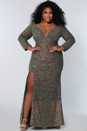 Plus size long sleeve sequin dress hotsell