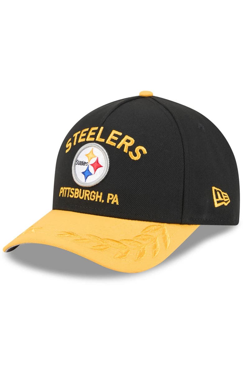 New Era Men's New Era Black/Gold Pittsburgh Steelers 2025 NFL Draft 9FORTY A-Frame M-Crown Adjustable Hat, Main, color, Black
