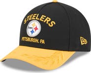 New Era Men's New Era Black/Gold Pittsburgh Steelers 2025 NFL Draft 9FORTY A-Frame M-Crown Adjustable Hat