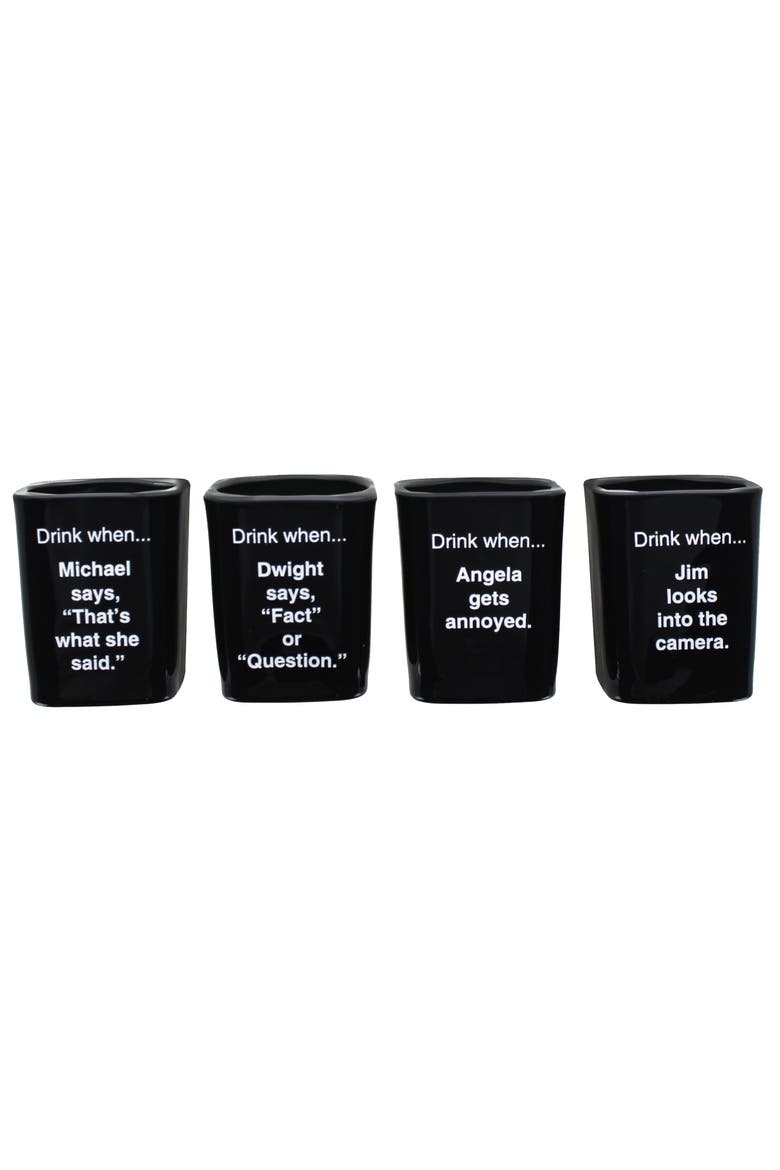The Office Character Shot Glass Drinking Game | 2 Ounce Glasses | Set of 4, Alternate, color, Black