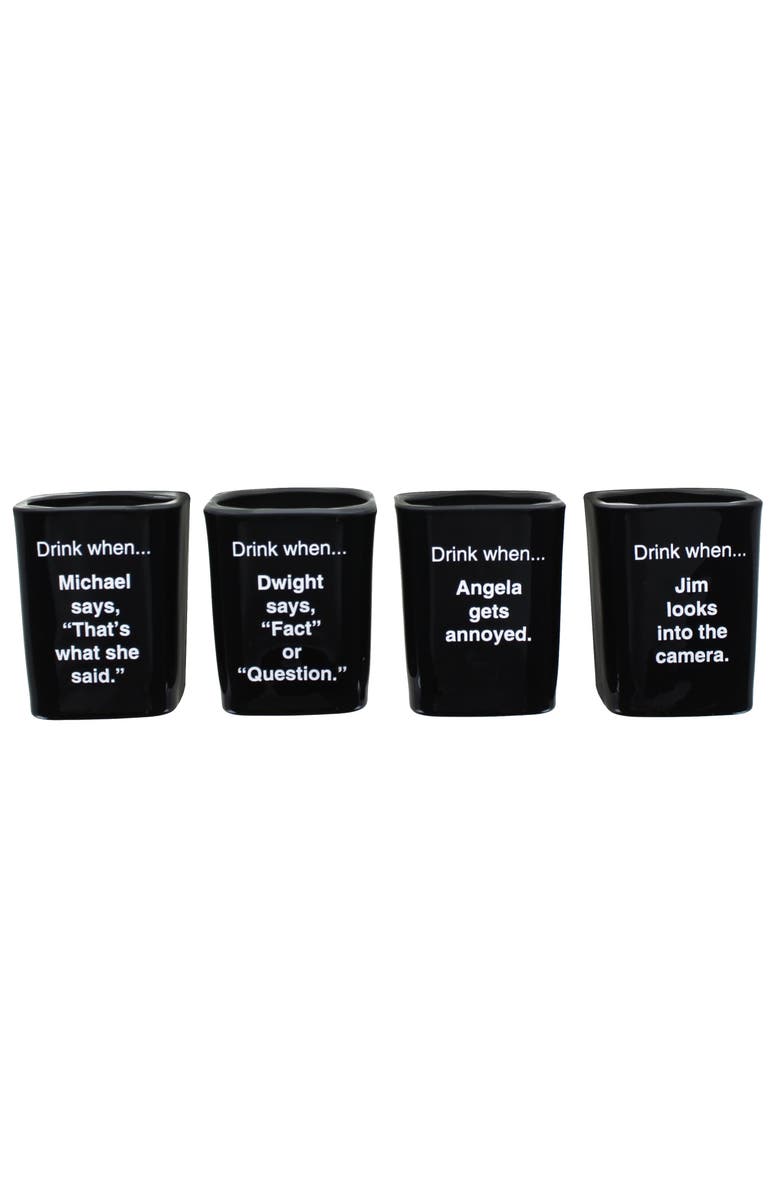 Just Funky The Office Character Shot Glass Drinking Game | 2 Ounce Glasses | Set of 4, Alternate, color, Black