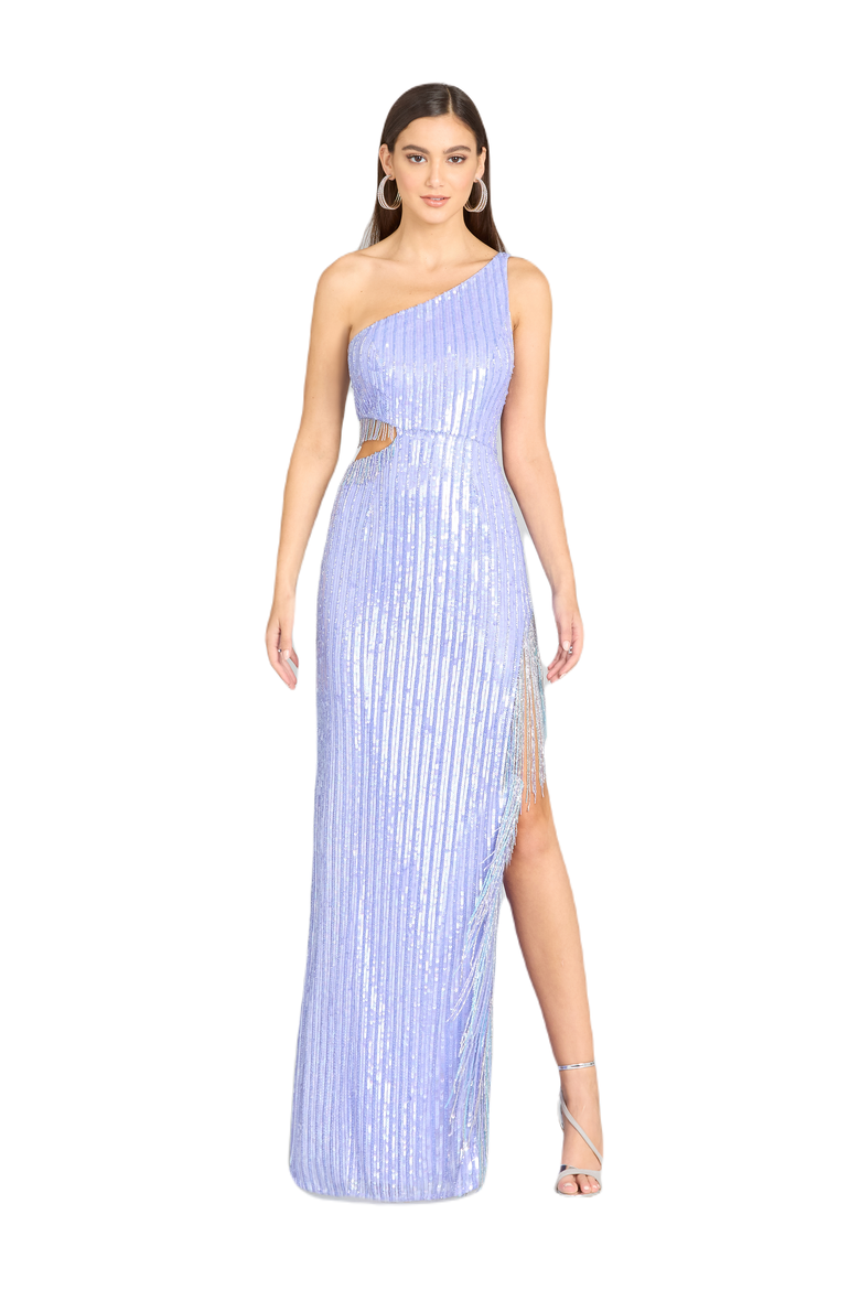 Wendy Beaded Fringe Gown, Main, color, BlueIris
