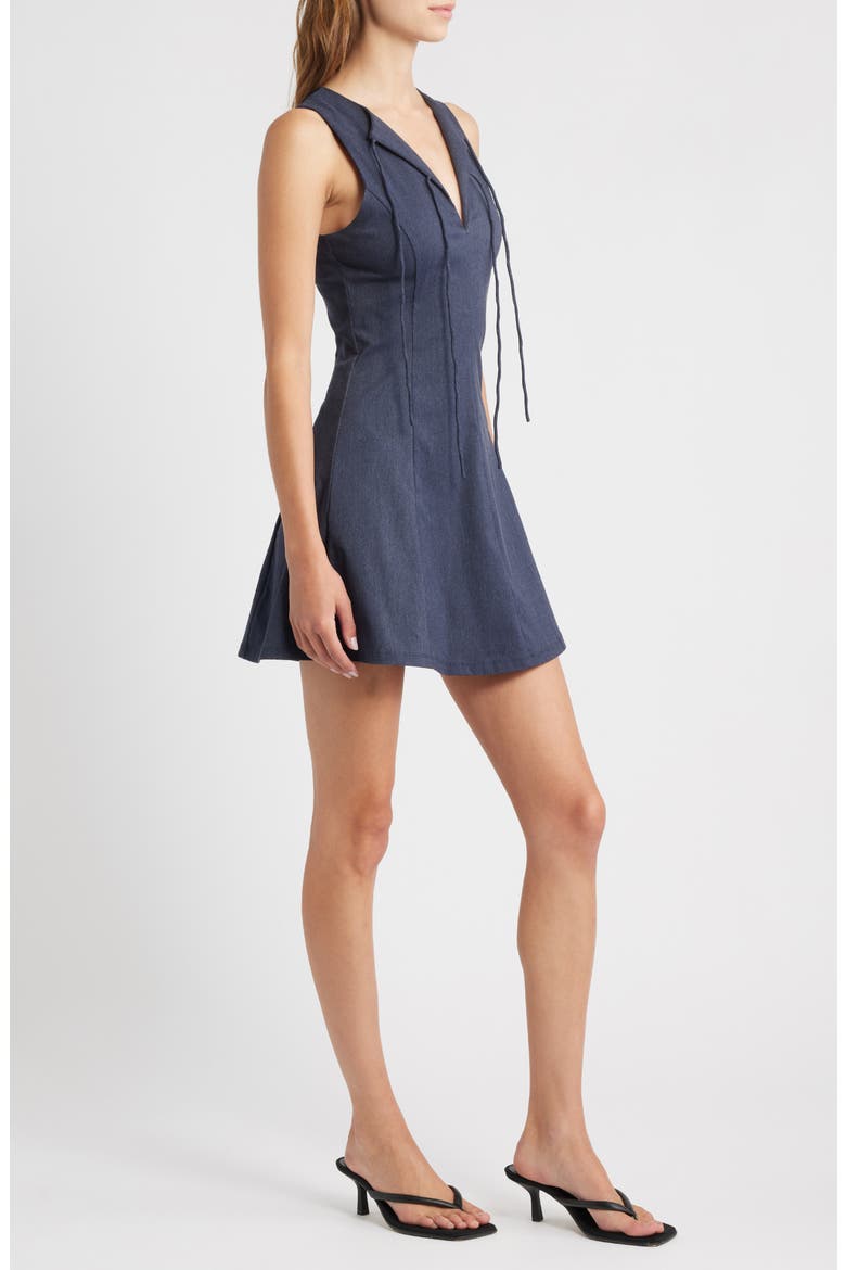 Deni Tie Front Fit & Flare Minidress, Alternate, color, BLUE