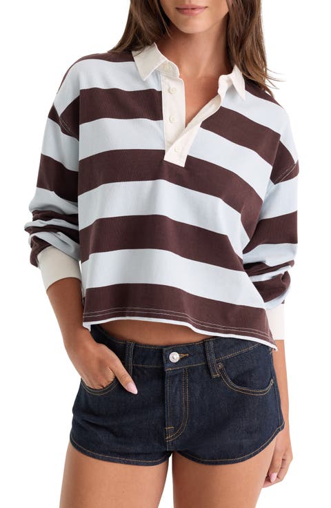 The Cropped Stripe Long Sleeve Rugby Shirt