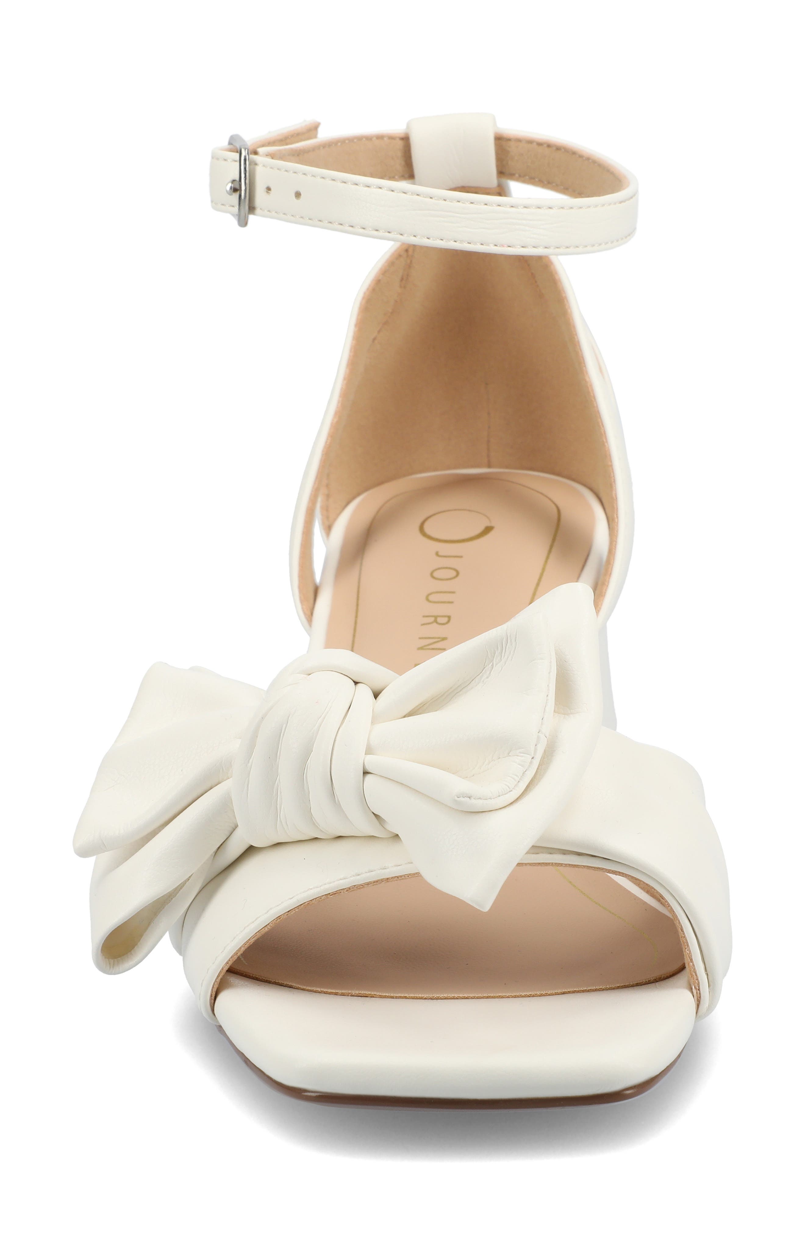 Zevi Bow Block Heel Sandal, Alternate, color, WHITE PU